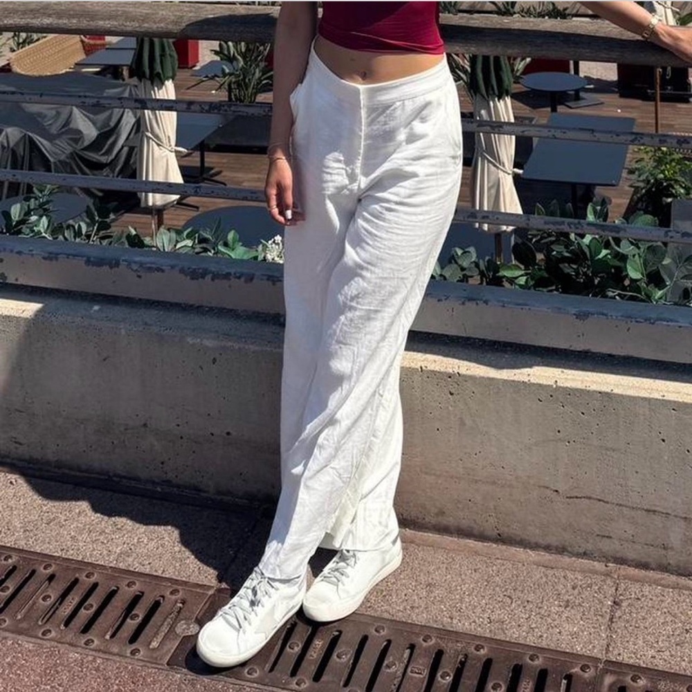 H&M white linen pants summer